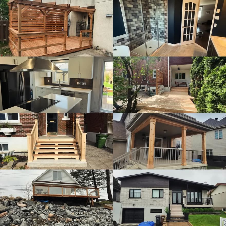 Montage de projets réalisés : pergola, salle de bain, cuisine, balcons et porches